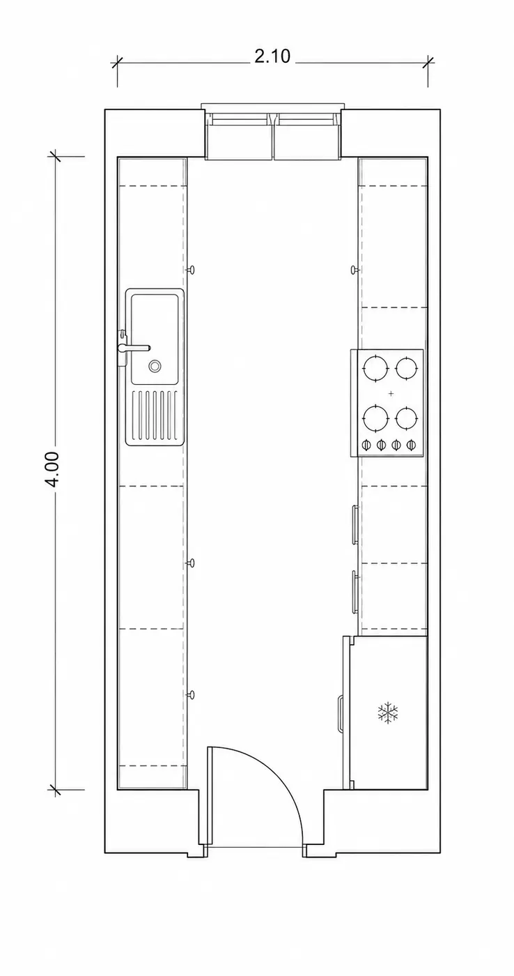 Plan 2D pour aménagement de la cuisine