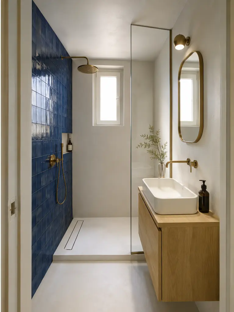 Salle de bain fraîche et lumineuse