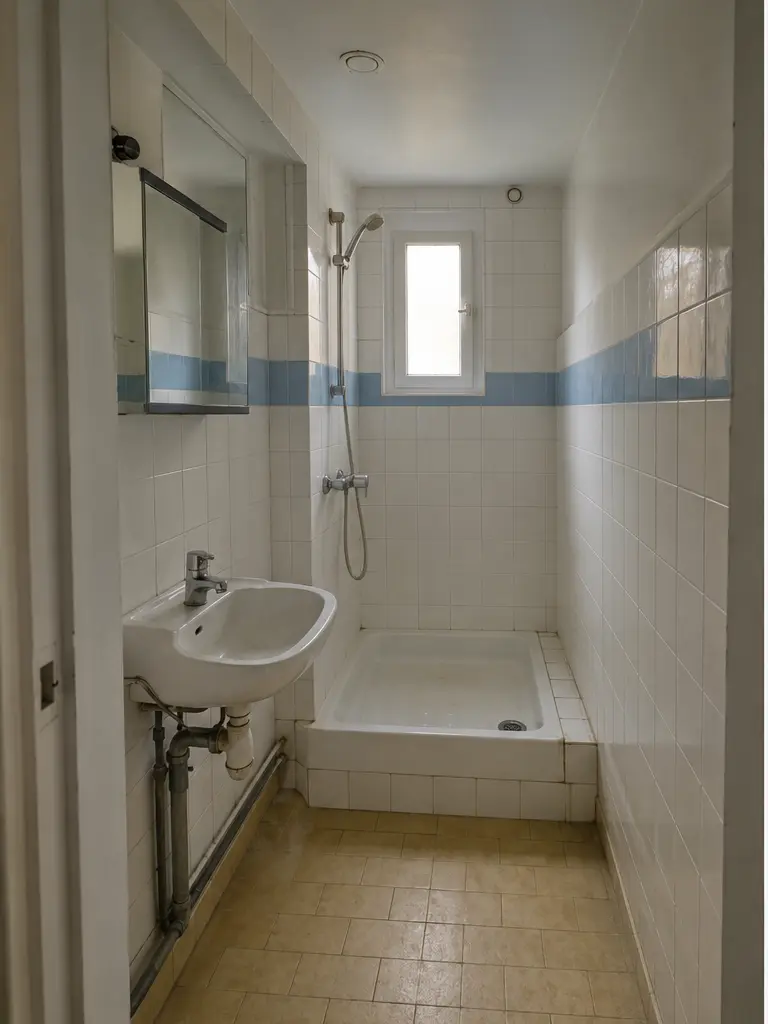 2,3 m² — Petite douche avant aménagement