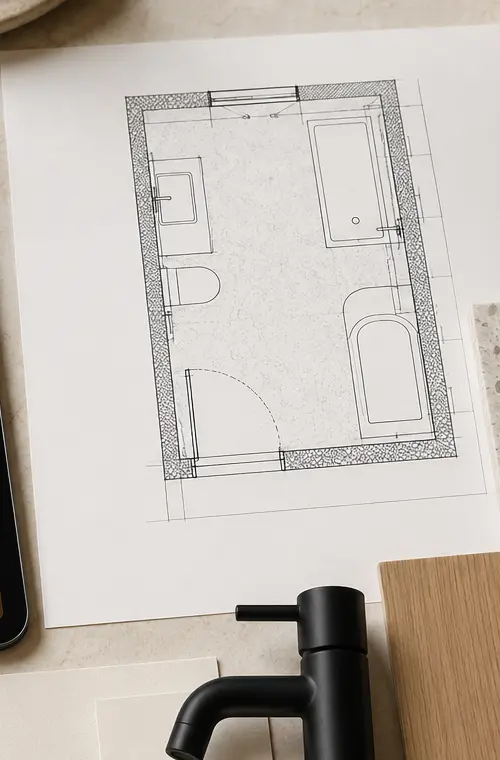Plan 2D pour aménagement de la salle de bain