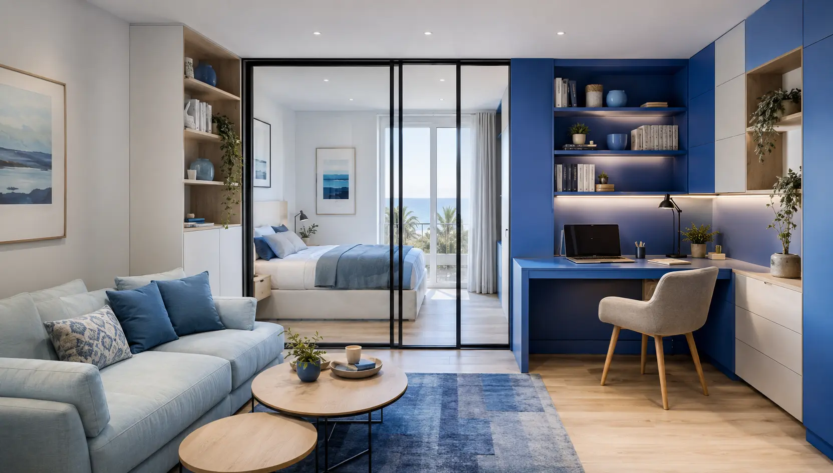 Studio méditerranéen bleu