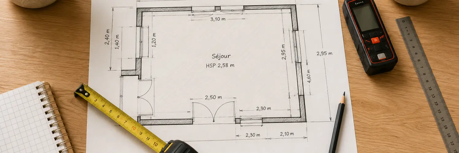 Prise de mesures d’une pièce