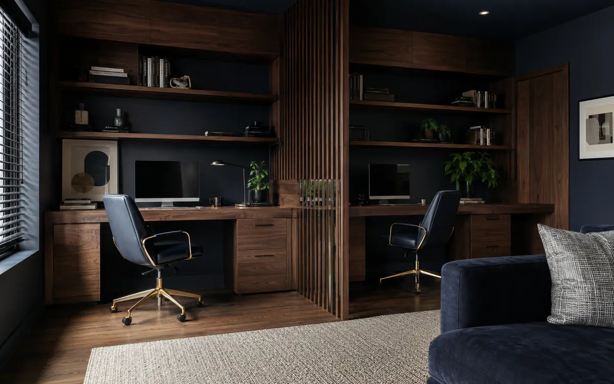 Bureau partagé bleu profond