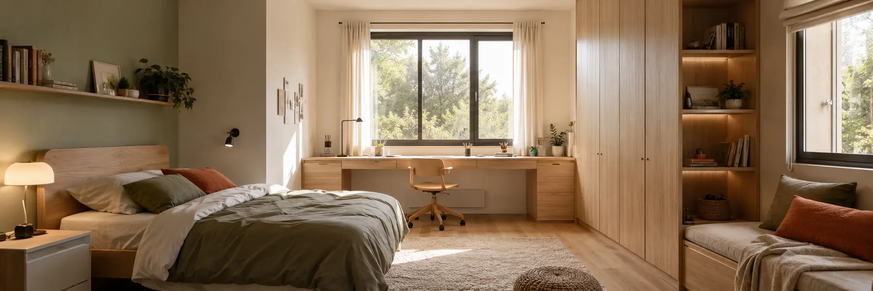 Chambre d’adolescent organisée selon sa surface