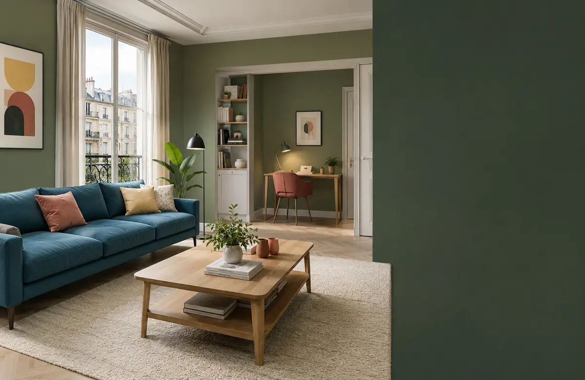 Salon coloré avec du mobilier correctement proportionné
