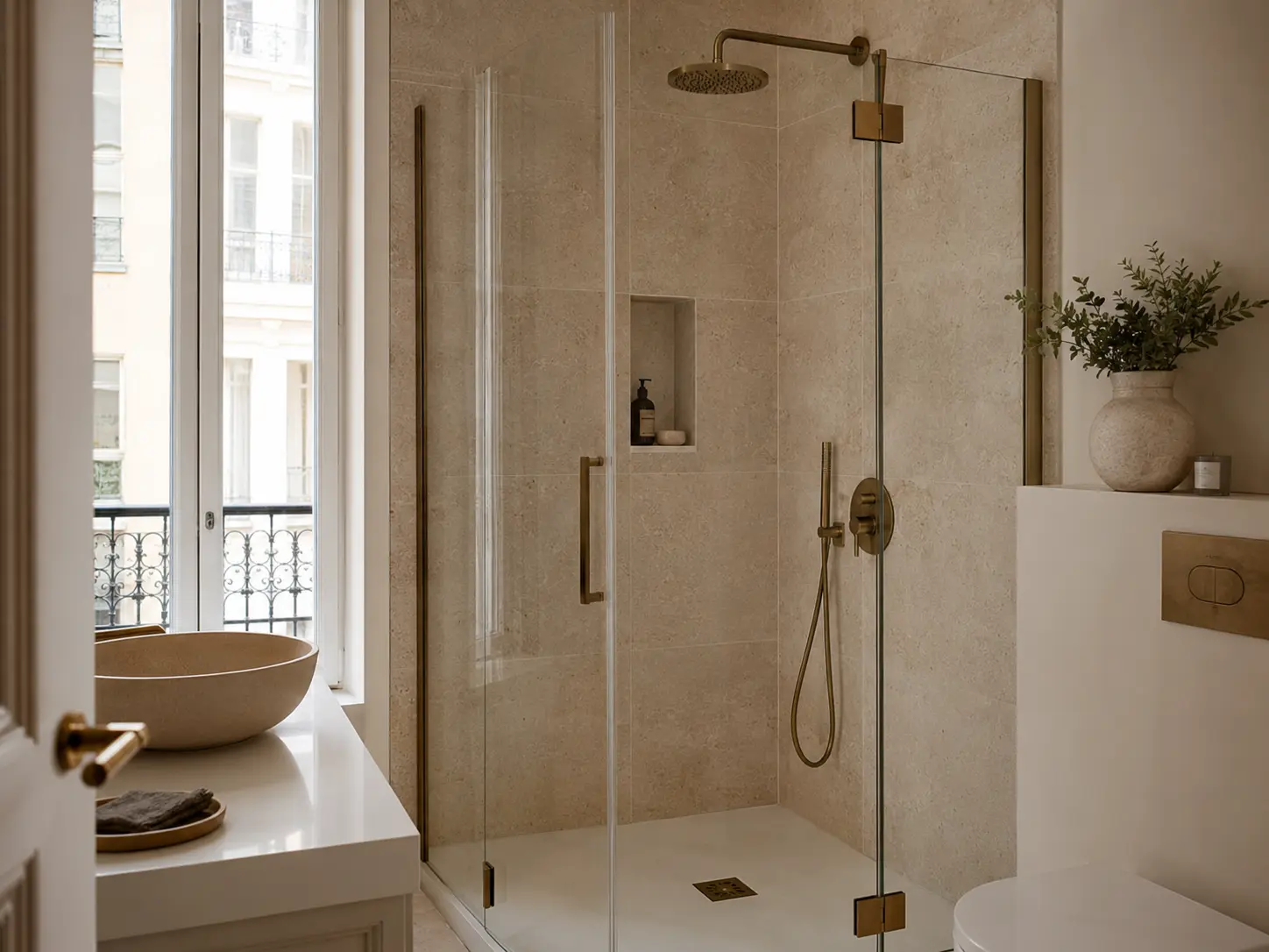 Douche en angle 90 × 120 cm – paroi fixe
