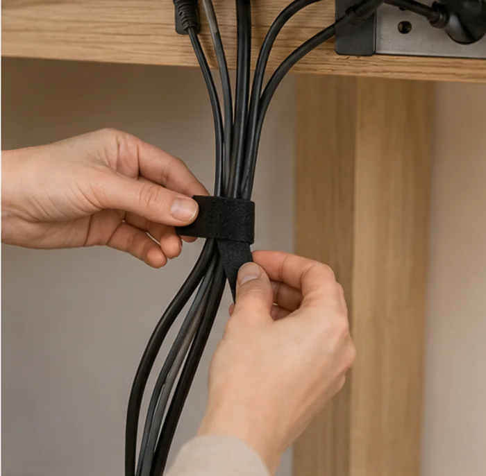 Câbles regroupés avec une attache réutilisable