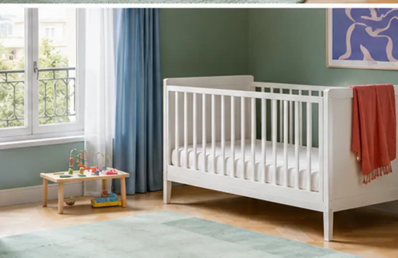 Chambre de bébé avec espace d'éveil de six à dix-huit mois