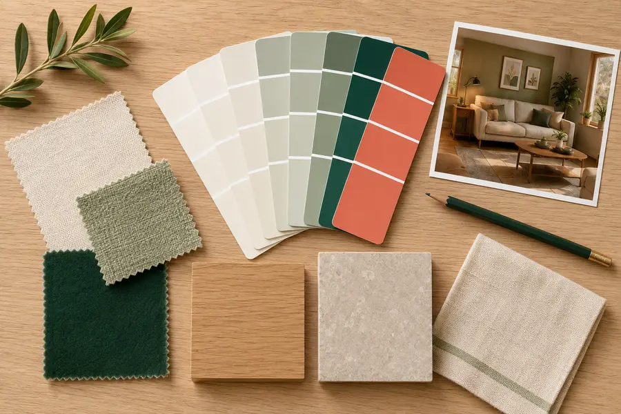 Palette de couleurs et matières harmonisées
