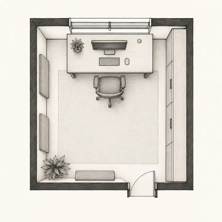 Plan 2D pour aménagement du bureau