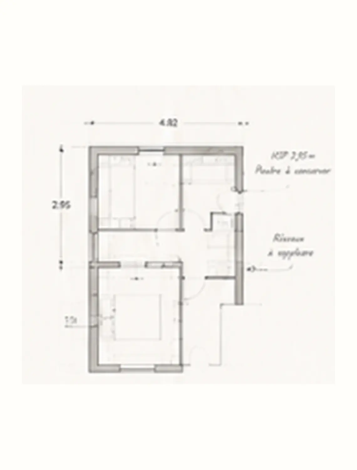 Plan coté et annoté de l’existant