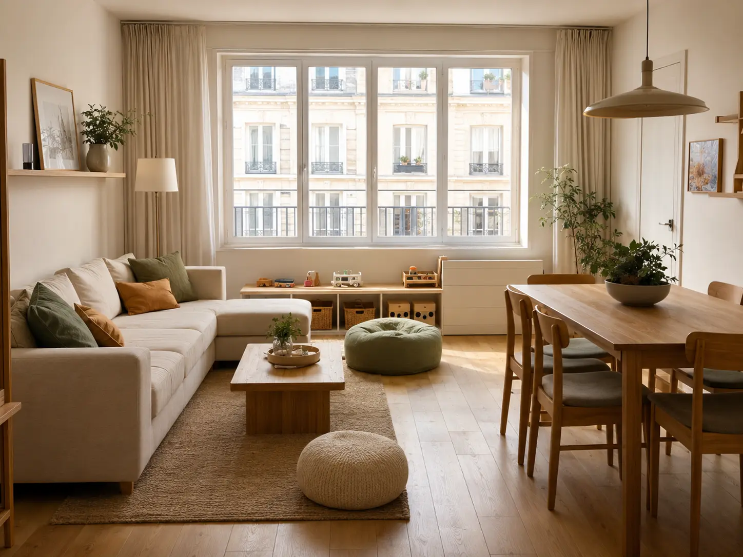 Salon aménagé pour une famille