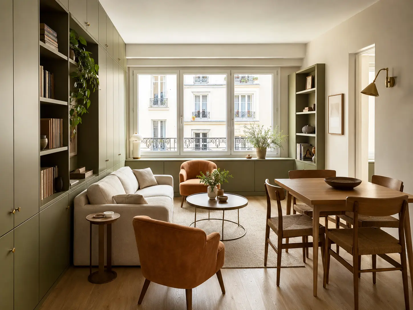 Salon avec rangements intégrés
