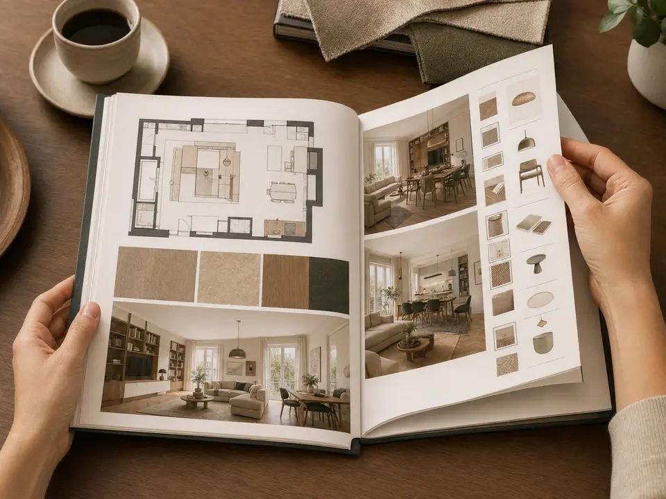 Dossier d’architecte d’intérieur avec shopping list complète