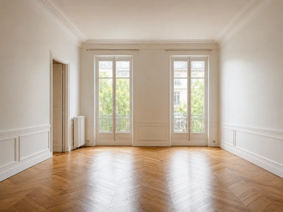 Salon parisien vide avant aménagement