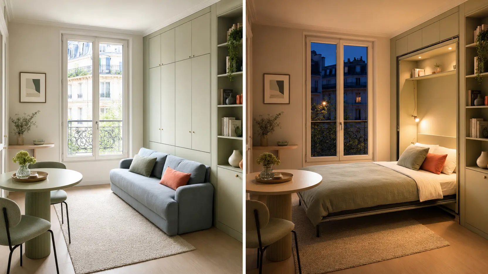 Même studio en configuration de jour et de nuit