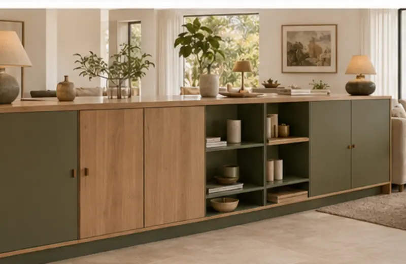 Meuble bas double face entre cuisine et salon