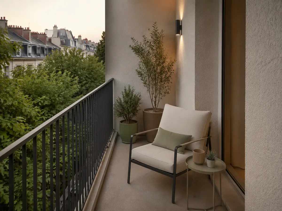 Petit balcon avec fauteuil compact de détente