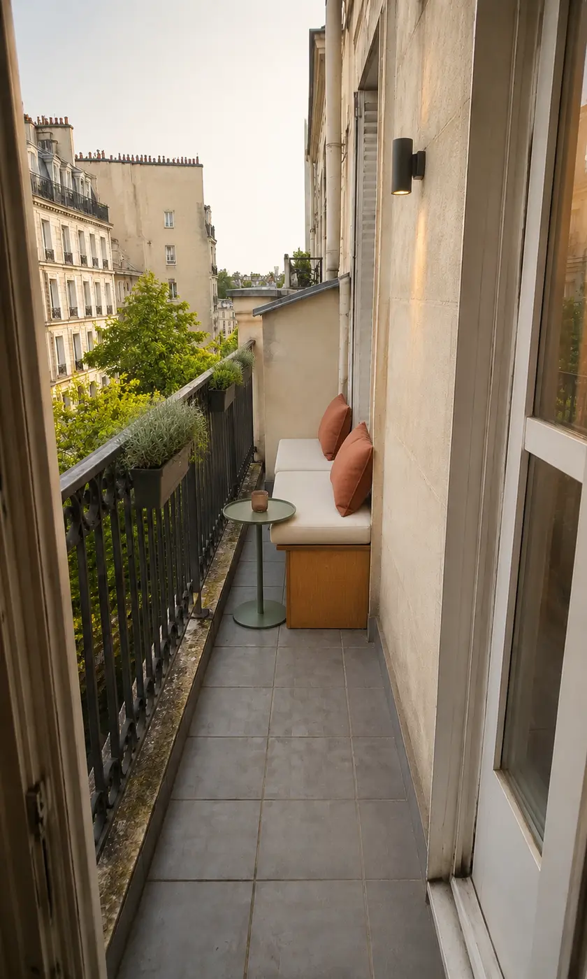 Balcon étroit aménagé en 3D