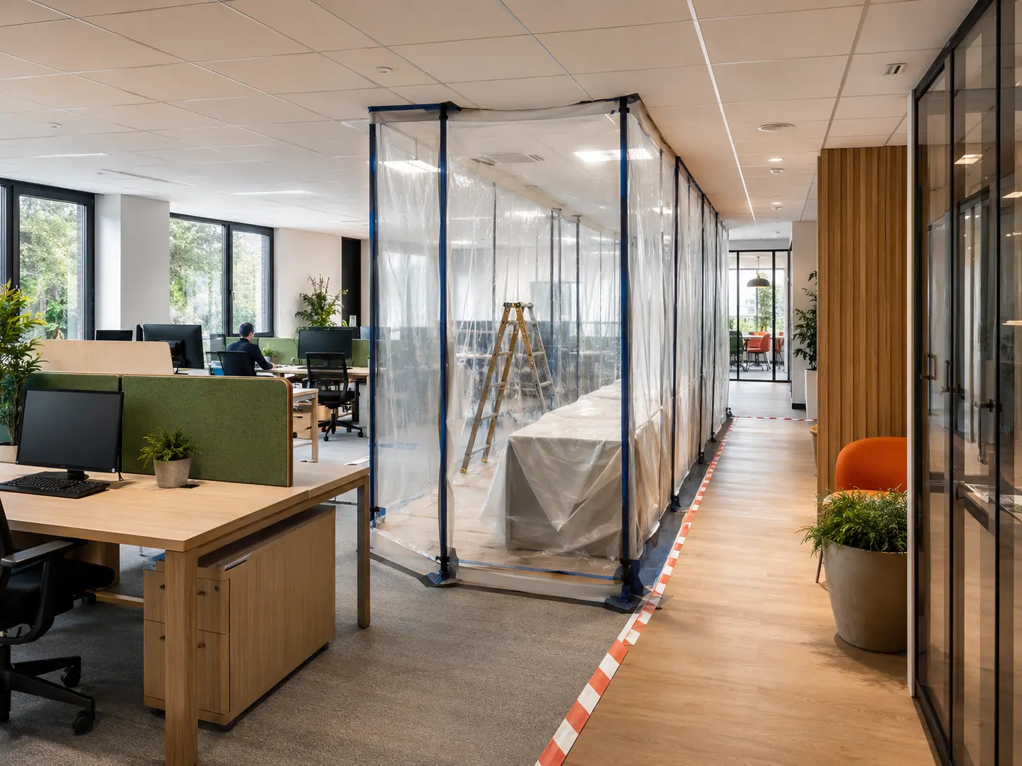 Travaux de bureaux en site occup&eacute; avec zone prot&eacute;g&eacute;e