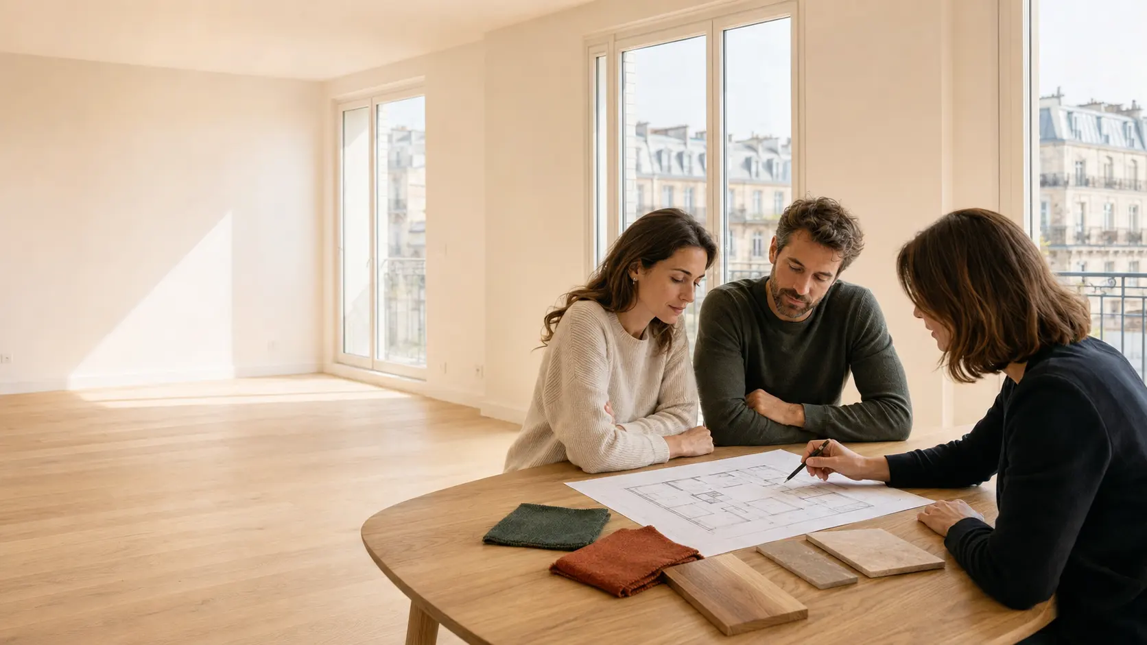 Préparation de l’aménagement d’un appartement VEFA avec plans et matériaux