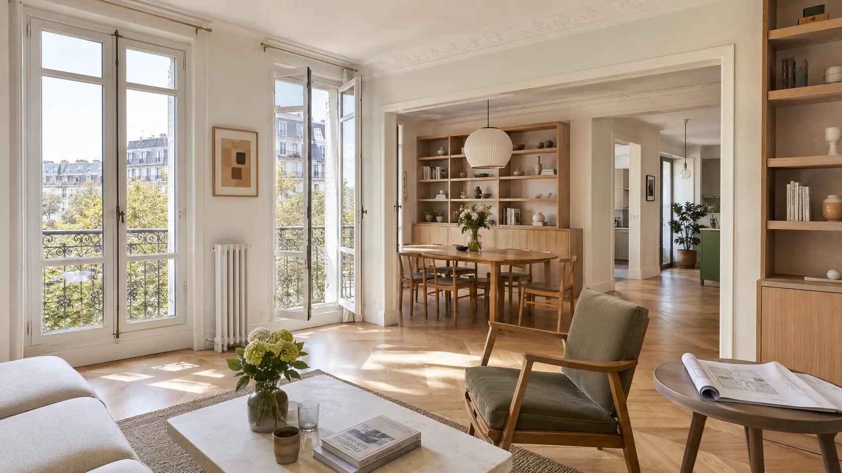 Appartement r&eacute;nov&eacute; &agrave; Paris 12e avec parquet ancien et am&eacute;nagement contemporain