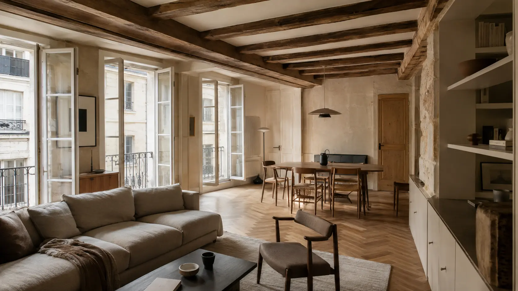 Appartement ancien rénové sur l’Île Saint-Louis à Paris 4e